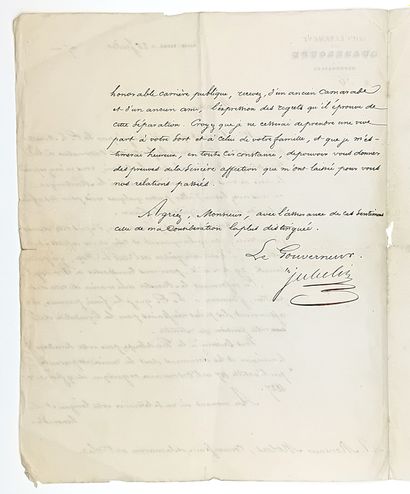 GUADELOUPE. Letter signed Jean JUBELIN (1787-1860)...