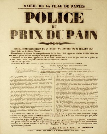 LOIRE-ATLANTIQUE. 1848. PRICE OF BREAD: 