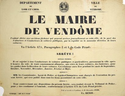 LOIR ET CHER. CAR LIGHTING. Decree issued...