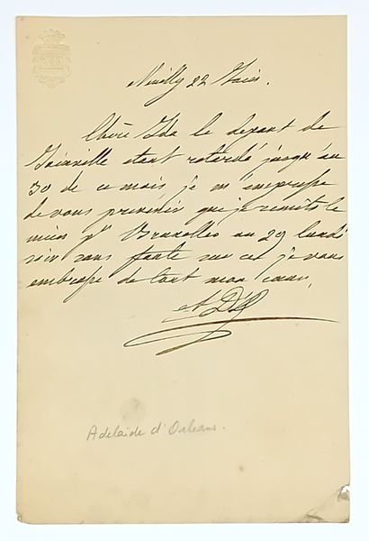 ADÉLAIDE Princesse d'ORLÉANS (1777 - 1847)...