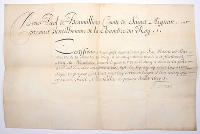 CHÂTEAU DE VERSAILLES (78). Brevet signed...