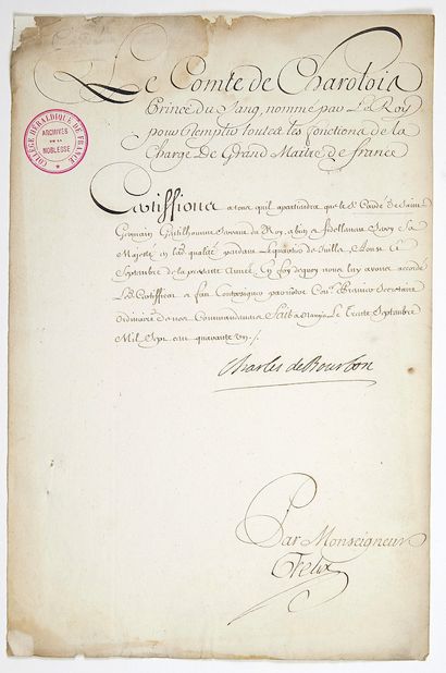Charles de BOURBON-CONDÉ, Comte de CHAROLAIS...