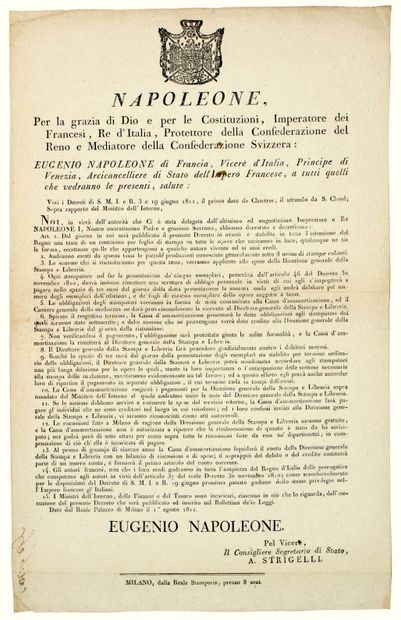PRINCE EUGENE. ITALY. 1811. PRESS LIBRARY....