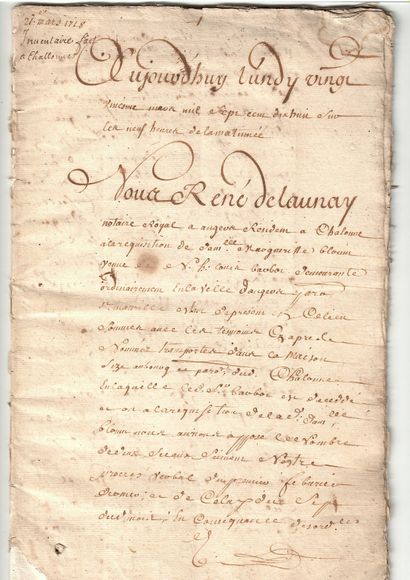MAINE ET LOIRE. 1718 - INVENTAIRE d'une Maison...