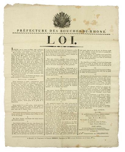 BOUCHES-DU-RHÔNE. 1815. LOI portant RÉPRESSION...