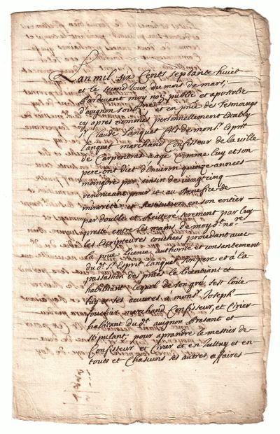 VAUCLUSE. 1678. CONTRAT D'APPRENTISSAGE de...