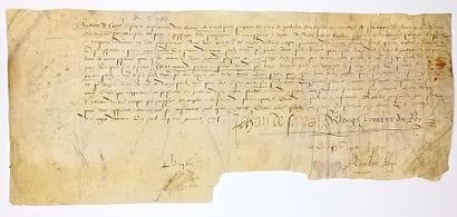 AUDE. CARCASSONNE 1549. Vellum (16.5 x 38...
