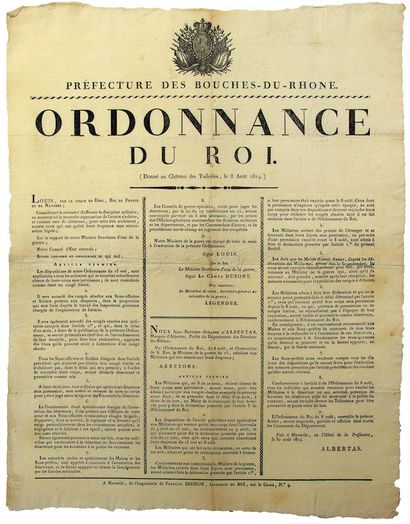 BOUCHES DU RHÔNE. 1814. Order of King LOUIS...