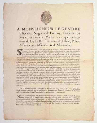 TARN-ET-GARONNE. 1709. NÈGREPELISSE. Monseigneur...