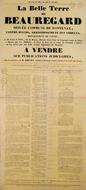 EURE. SOMME. 1829. SALE OF THE CHÂTEAU DE...