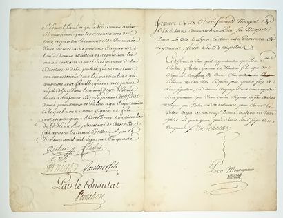 LYON. RHÔNE. 1750. large certificate of services...