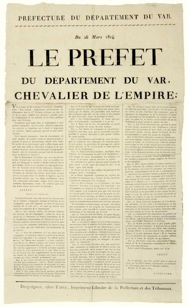 VAR. 1814. Arrêté de LEROY Préfet du Var,...