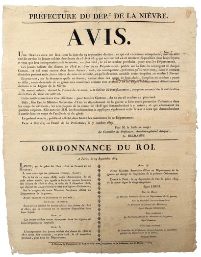 NIÈVRE. 1819. AVIS de la Préfecture du Département...