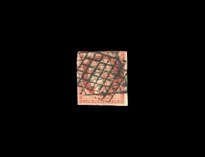 France YT N°7: 1F Vermillon grid cancelled,...