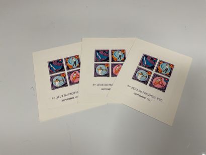 Polynesia Deluxe proofs: 3 blocks of PA N°54A...