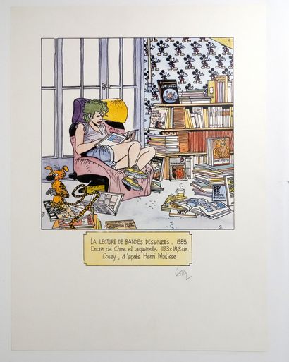 COSEY
Comic strip reading
Large print signed...