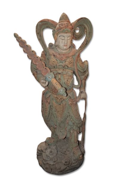 CHINE, XX° siècle
Grande sculpture en bois...