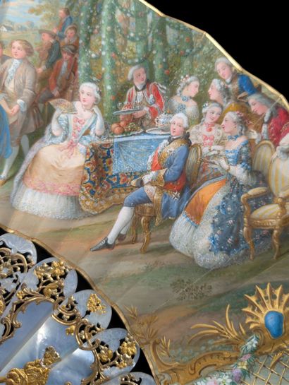 Eventail plié, milieu du XIXème siècle
Feuille...