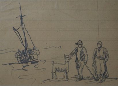 Jean PESKE (1870-1949)
Deux croquis 
Lavis...