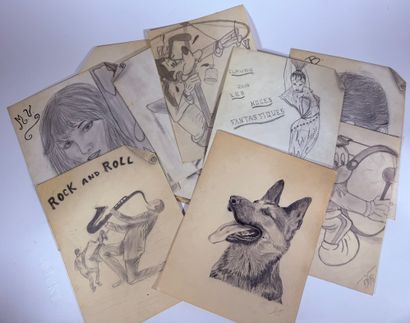 Ensemble de divers dessins de dessins animés,...