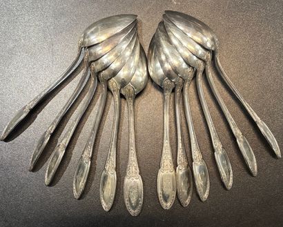 Set of twelve silver-plated flatware with...