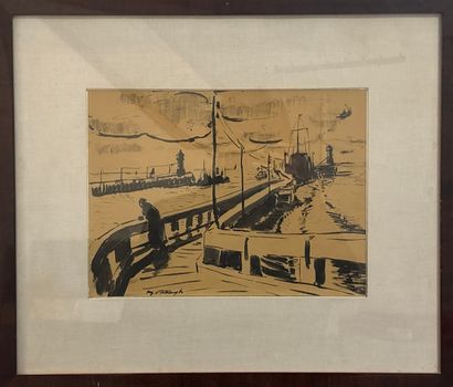 Médard VERBURGH (1886-1957)
Le port de Ostende
Encre...