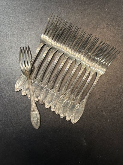 Set of twelve silver-plated flatware with...