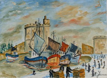 René JAMES (1935-2022)
La Rochelle 
Huile...
