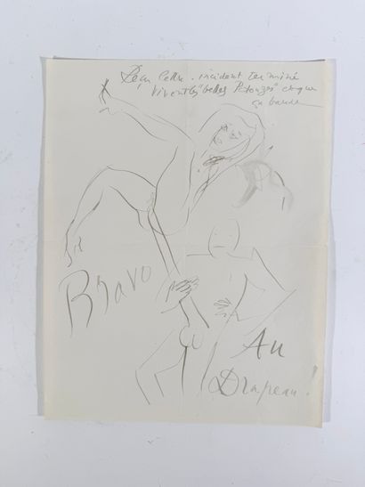 Ensemble de deux dessins aquarelles de Louis...