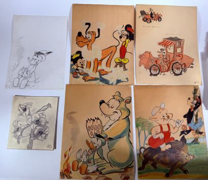 Ensemble de divers dessins de dessins animés,...