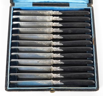 Suite of 12 dessert knives, engraved 925/1000...