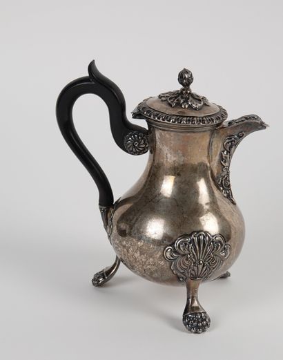 Small tripod silver coffee pot 925/1000 with...