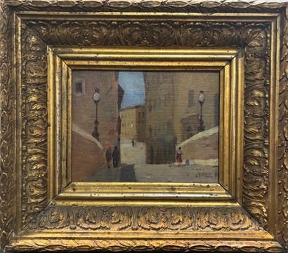 F. GALL (XXe siècle)
Scène de rue 
Huile...
