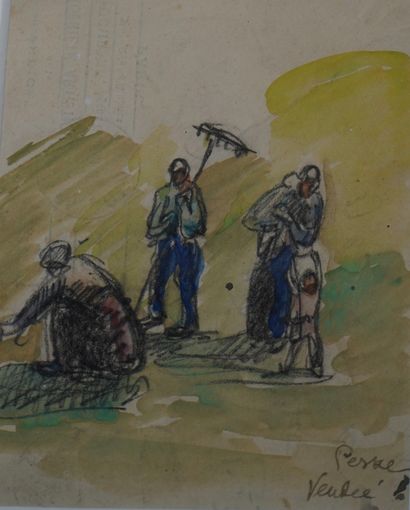 Jean PESKE (1870-1949)
Deux croquis 
Lavis...