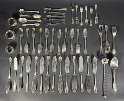 Silver-plated set including: 3 napkin rings...