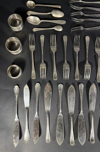 Silver-plated set including: 3 napkin rings...