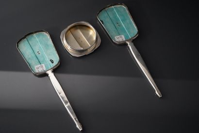 Silver toiletry set including two hand mirrors...