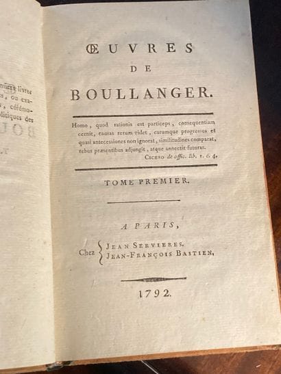 BOULANGER (Nicolas-Antoine): Les œuvres....