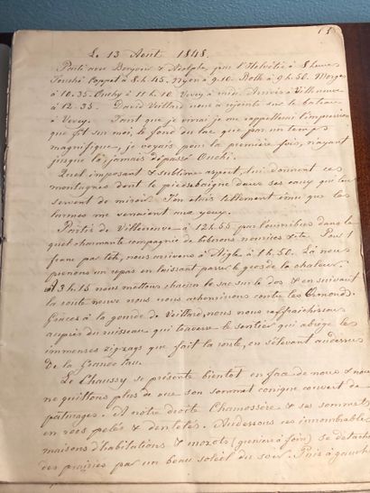 MANUSCRIT - MONTAGNE - Cahier in-8 débroché,...