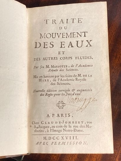 MARIOTTE: Traité du mouvement des eaux et...