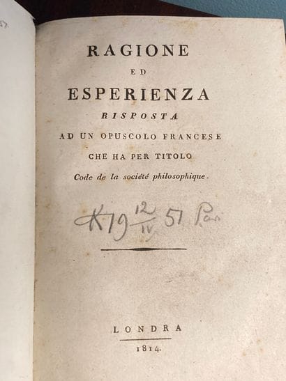 STAGNI (Alessandro): Ragione ed esperienza....