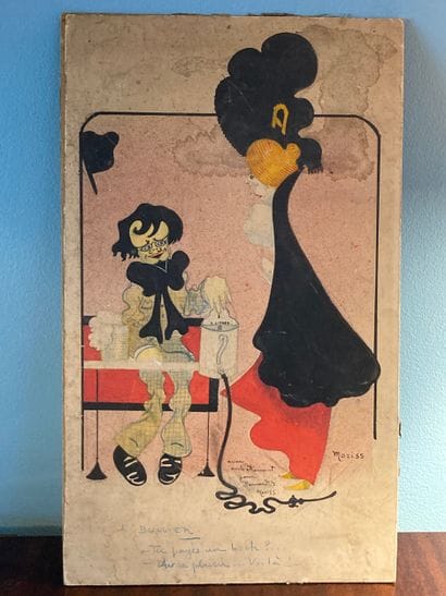 MORISS: Grande caricature aquarellée sur...