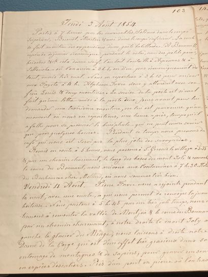 MANUSCRIT - MONTAGNE - Cahier in-8 débroché,...