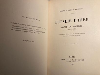 GONCOURT (E. et J. de): L'Italie d'hier....