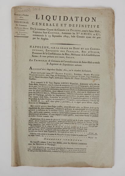 CORSAIRES - Liquidation Générale et définitive...