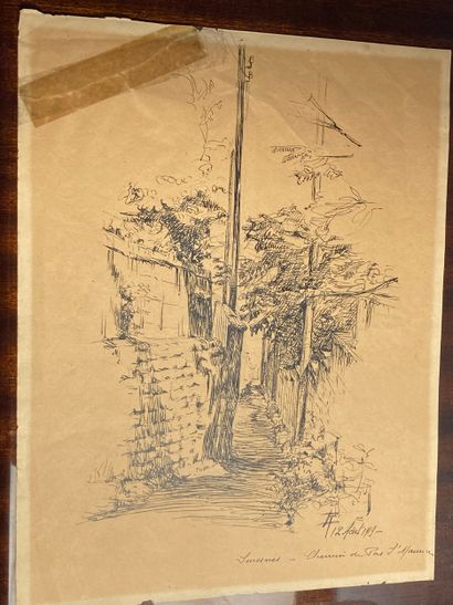 SURESNES - Dessin original à l'encre sur...