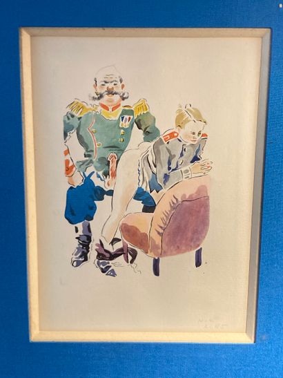 CURIOSA - Aquarelle originale sur papier,...