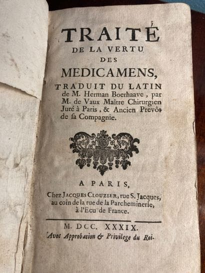 BOERHAAVE: Traité de la vertu des médicaments,...