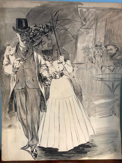 PREVEL (L.): Réunion de deux dessins originaux...