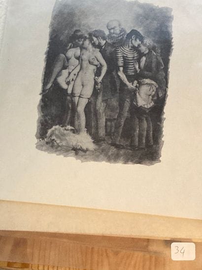 ANONYME - Suite de 5 planches érotiques,...